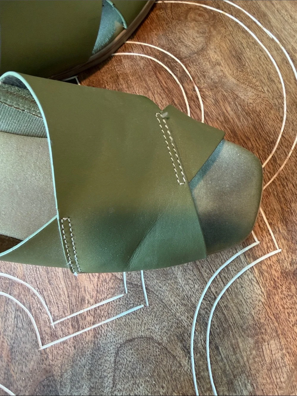 Kelsi Dagger Olive Green Cross-Band Slide Sandals